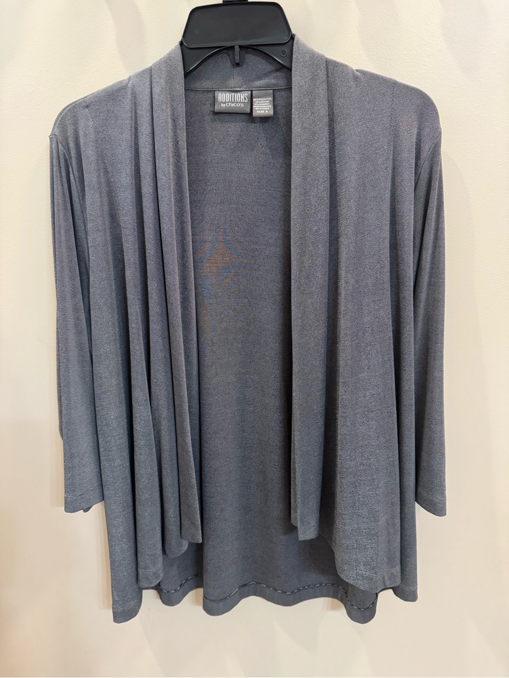 EUC Chico’s Traveller’s Stretch Open Front Draped 3/4 Sleeve‎ Cardigan 2